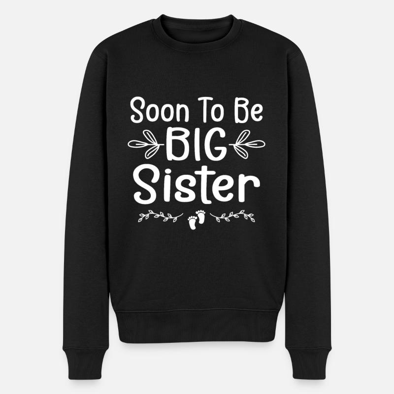 Bald große Schwester - Männer Premium Bio Pullover - Schwarz