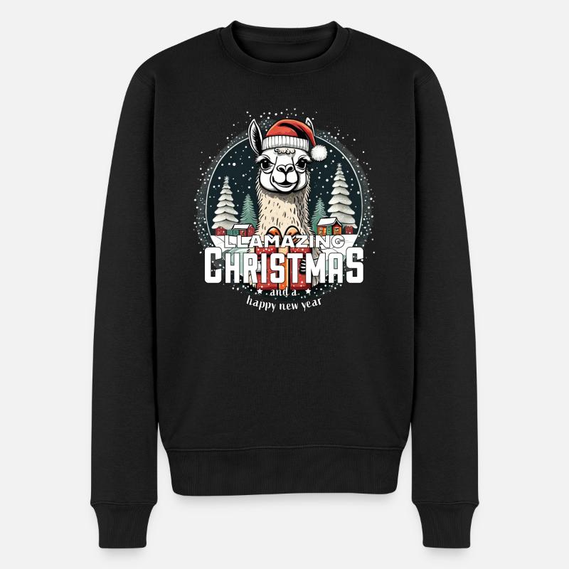 Lama de Noël llincroyable Noël - Pull Premium bio Homme - noir