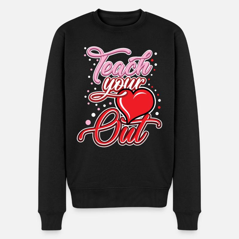 Teacher Teacher's Day Heart Out Lehrergeschenk - Männer Premium Bio Pullover - Schwarz