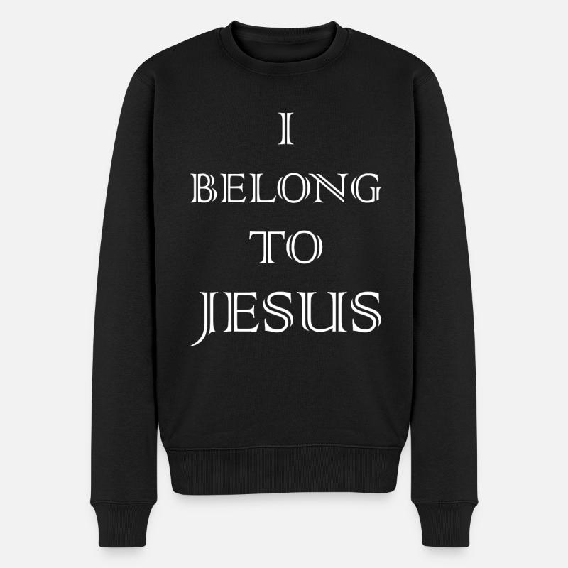Ich gehöre zu Jesus - Männer Premium Bio Pullover - Schwarz