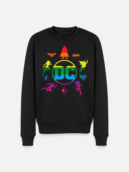 Justice League DC Superheroes Rainbow Logos - Men's Premium Organic Jumper - black
