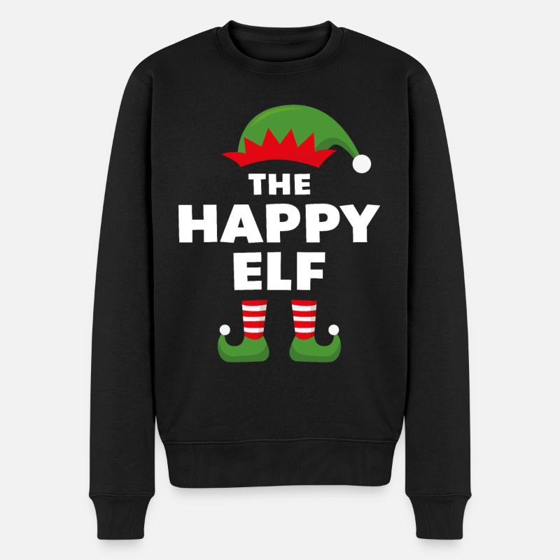 Der glückliche Elf - Männer Premium Bio Pullover - Schwarz