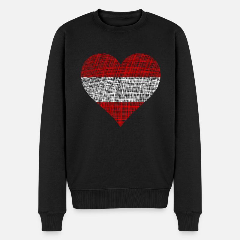 Österreich Herz - Männer Premium Bio Pullover - Schwarz