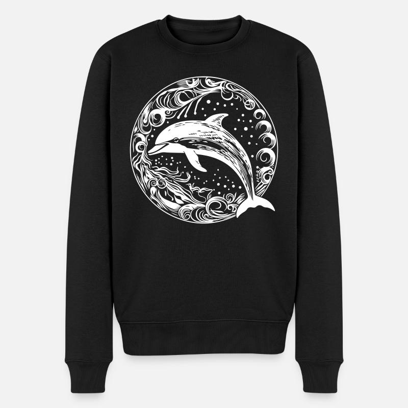 delfin - Männer Premium Bio Pullover - Schwarz