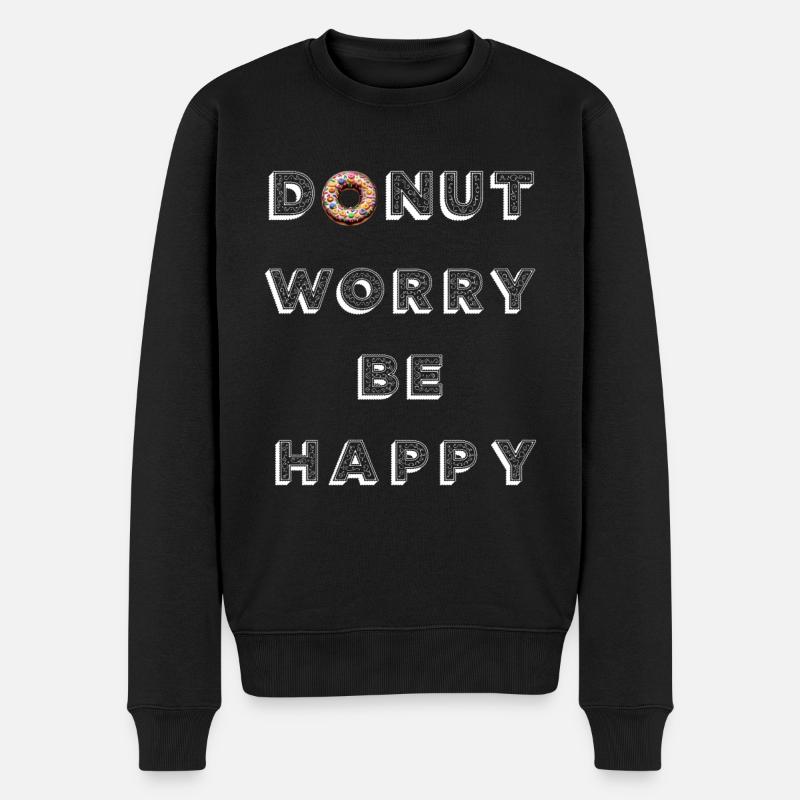Donut-Sorgen, Sei glücklich. - Männer Premium Bio Pullover - Schwarz
