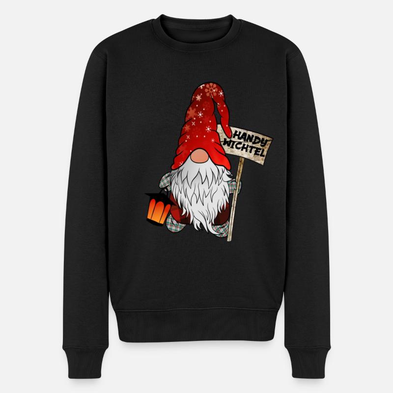 Handy Wichtel – Der Smartphone Weihnachtsgnom - Männer Premium Bio Pullover - Schwarz