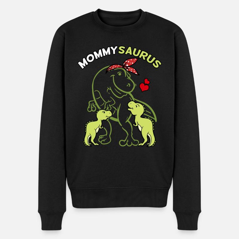 Mommysaurus mit 2 Babys - Männer Premium Bio Pullover - Schwarz