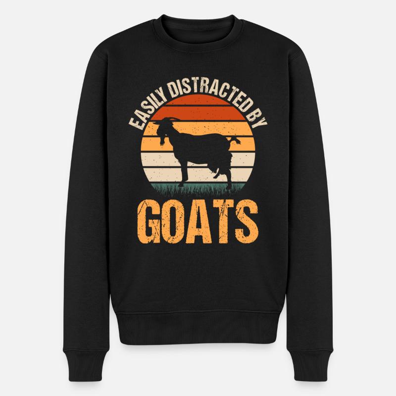 Easily Distracted By Goats - Männer Premium Bio Pullover - Schwarz
