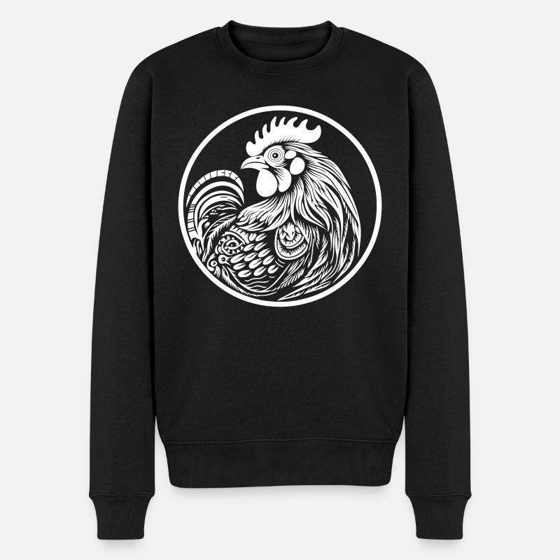 Hahn - Männer Premium Bio Pullover - Schwarz