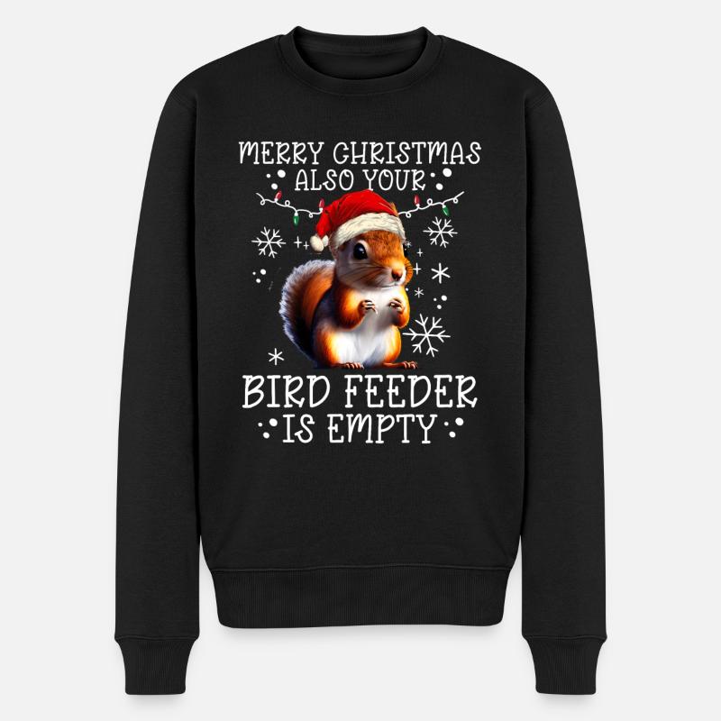 Frohe Weihnachten Eichhörnchen Humor Lustig Witzig - Männer Premium Bio Pullover - Schwarz