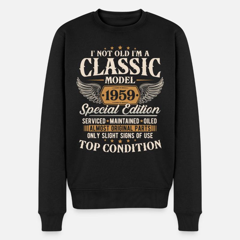 Klassiker 1959 Jahrgang Geburtstag Geschenk - Männer Premium Bio Pullover - Schwarz