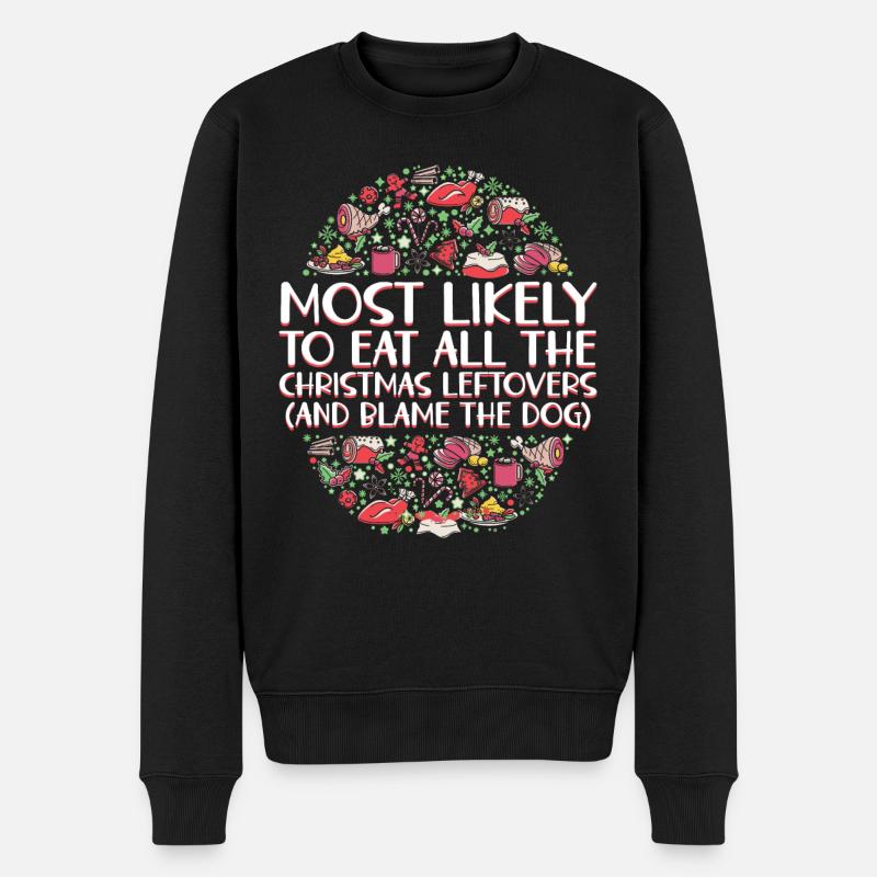 Weihnachten Lustiger Spruch Xmas Essen Humor - Männer Premium Bio Pullover - Schwarz