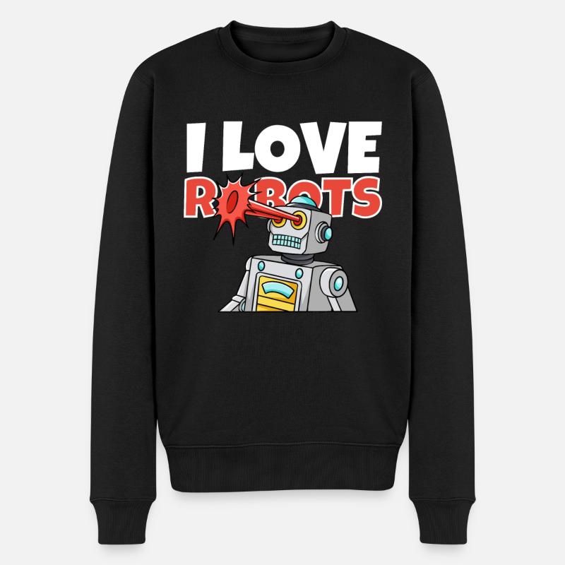 Lustiger cooler Roboter Ingenieur Wissenschaft Kind, das ich liebe - Männer Premium Bio Pullover - Schwarz