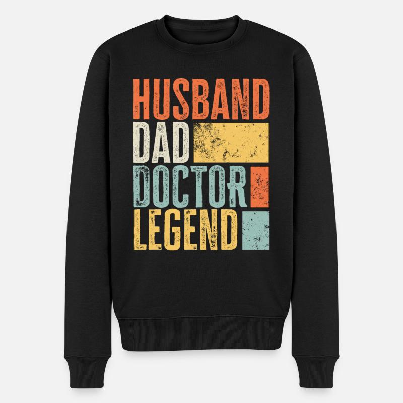 Doktor Ehemann Vater Legendärer Vater Beste Retro - Männer Premium Bio Pullover - Schwarz
