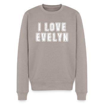 Ich liebe Evelyn Retro Vintage Text Geburtsnamen - Männer Premium Bio Pullover - Taupe - Vorne - Nico (187cm)
