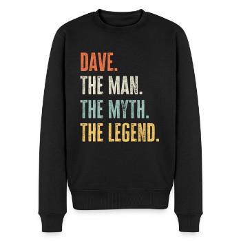 Dave, légende du mythe de l’homme, drôle de meilleur nom Dave - Pull Premium bio Homme - noir - Devant - Nico (187cm)