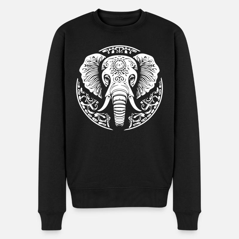 Elefant - Männer Premium Bio Pullover - Schwarz