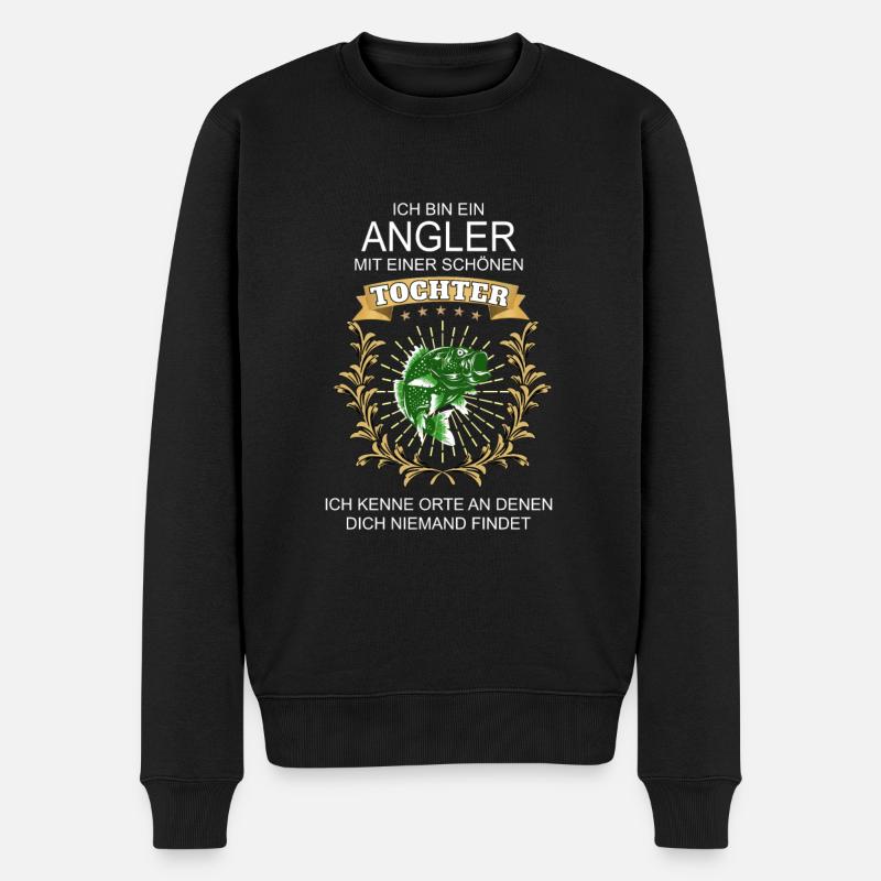 Angler mit schöner Tochter - Männer Premium Bio Pullover - Schwarz