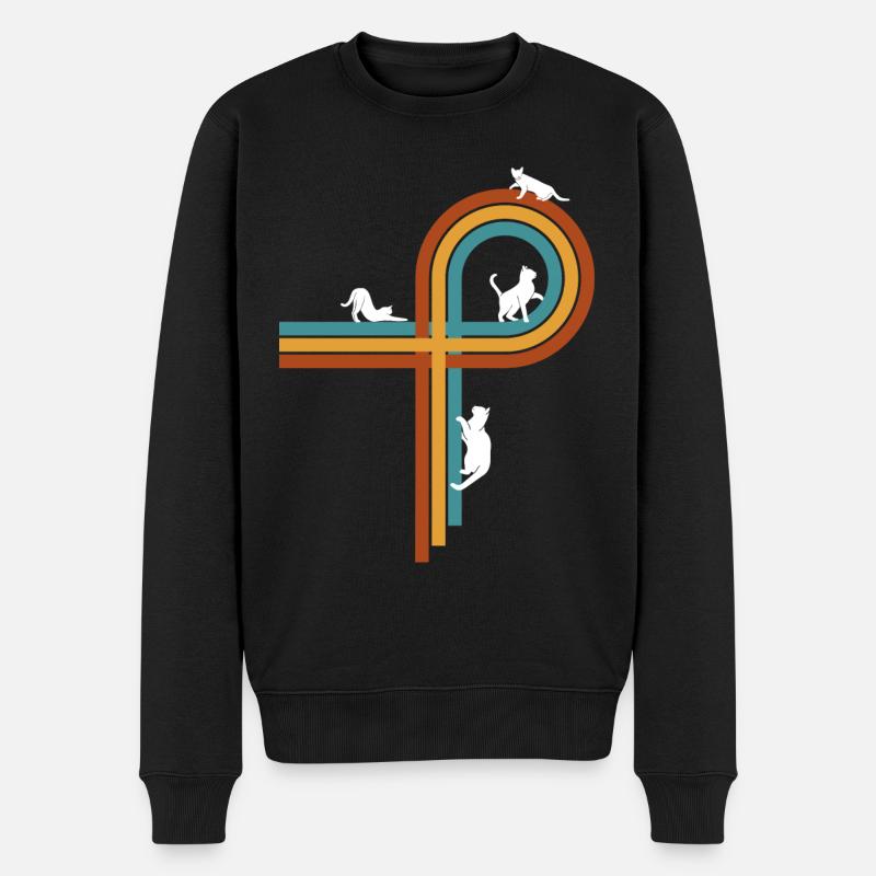 Retro vintage Geometrie - Männer Premium Bio Pullover - Schwarz