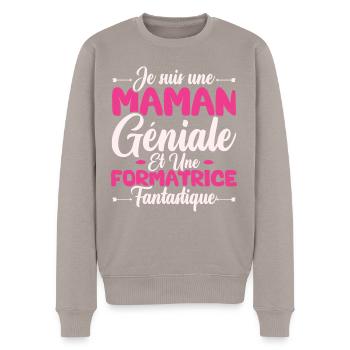 Une maman géniale et une formatrice fantastique - Pull Premium bio Homme - taupe - Devant - Nico (187cm)