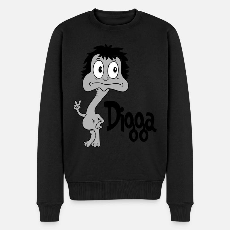Sprüche Lustige Comic Digga - Männer Premium Bio Pullover - Schwarz