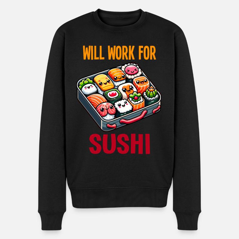Funktioniert für Sushi - Männer Premium Bio Pullover - Schwarz