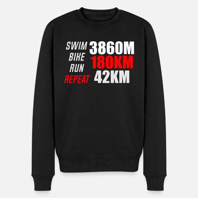 Offizielle Distanzen Iron Man Triathlon - Männer Premium Bio Pullover - Schwarz