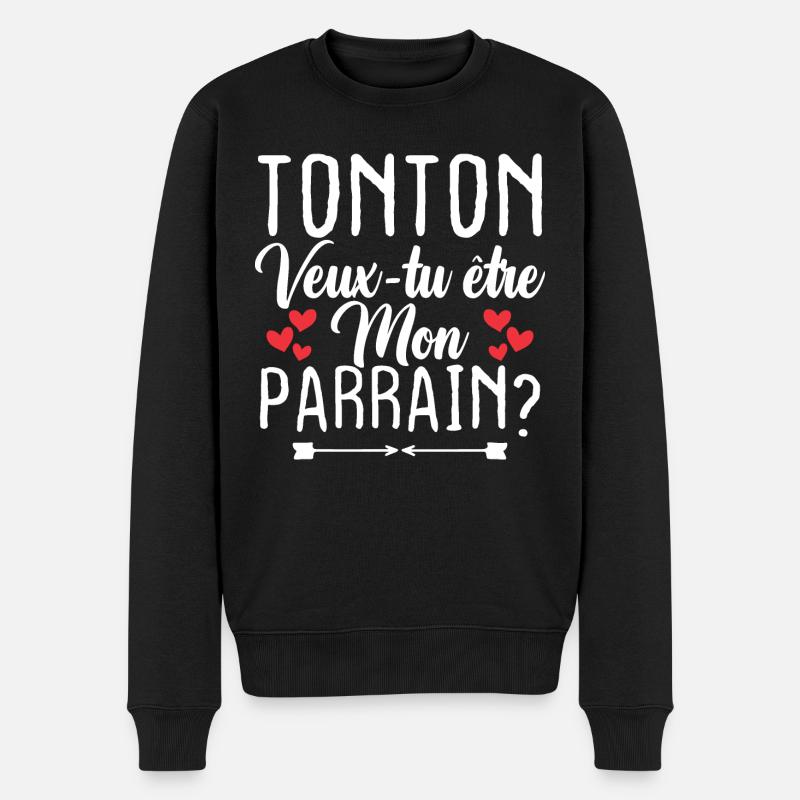 Tonton Veux tu être Mon Parrain? - Pull Premium bio Homme - noir