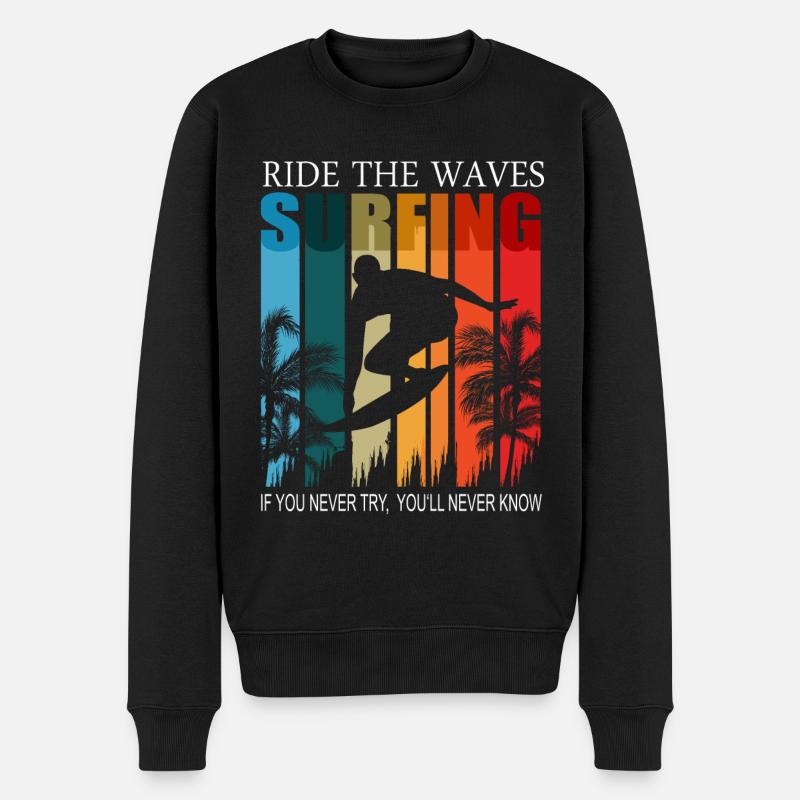 Wassersport Surfer Ride the waves Surfing Shirt - Männer Premium Bio Pullover - Schwarz