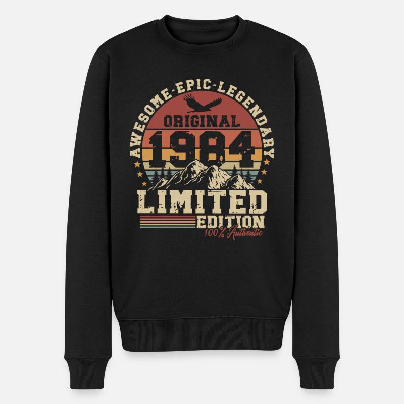 1984 geboren Vintage Retro Geburtstag Geschenk - Männer Premium Bio Pullover - Schwarz