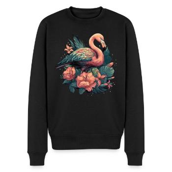 Flamingo Vogel Natur Tiere Wildnis Tropisch - Männer Premium Bio Pullover - Schwarz - Vorne - Nico (187cm)