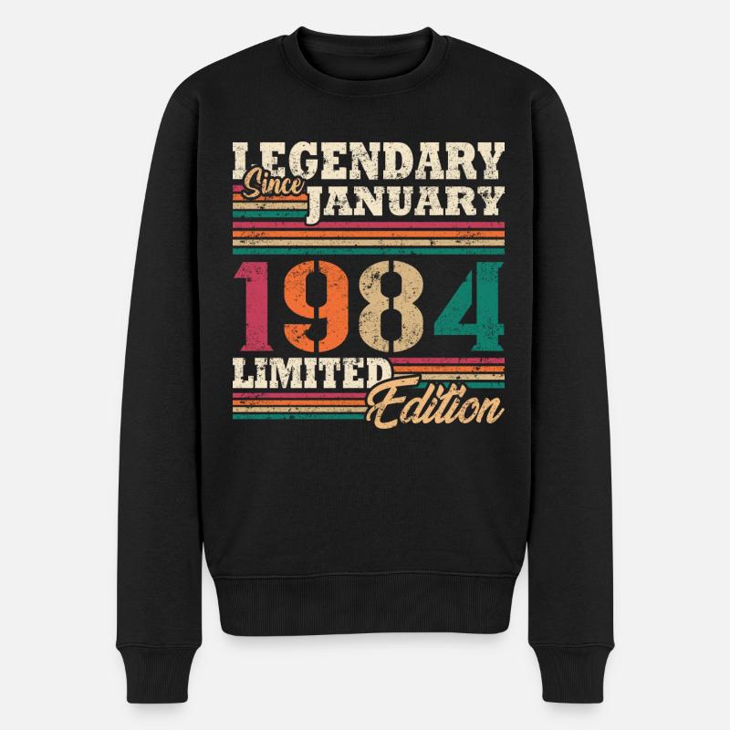 Legendäre Januar 1984 limitierte Edition - Männer Premium Bio Pullover - Schwarz