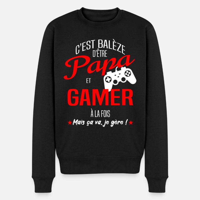 PAPA GAMER - Pull Premium bio Homme - noir