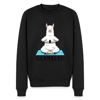 Llama Yoga - Männer Premium Bio Pullover - Schwarz - Vorne - Nico (187cm)