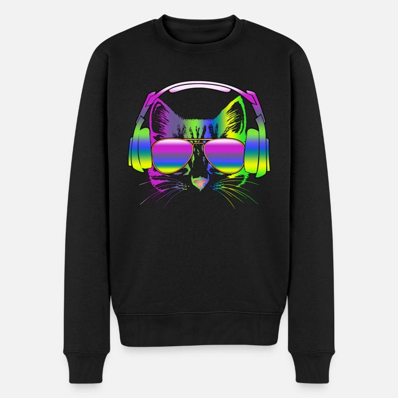 Dj Kitten Headphone - Männer Premium Bio Pullover - Schwarz