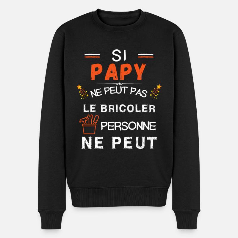 Papy bricolage - Pull Premium bio Homme - noir