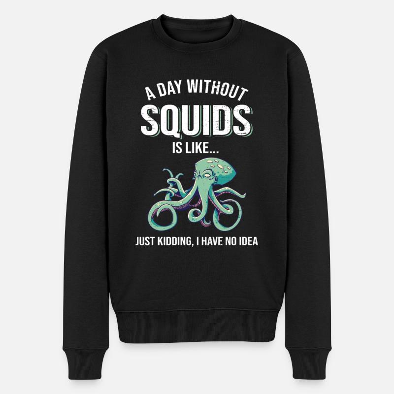 Tintenfisch Oktopus - Männer Premium Bio Pullover - Schwarz