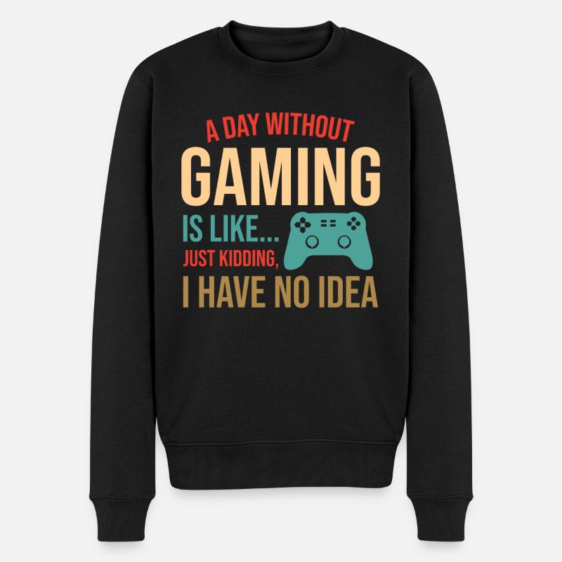 Gamer Zocken Zocker - Männer Premium Bio Pullover - Schwarz