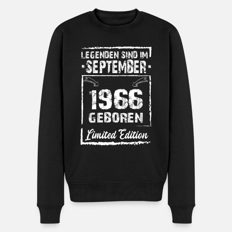 1966 September Geburtstag T-Shirt Retro - Männer Premium Bio Pullover - Schwarz