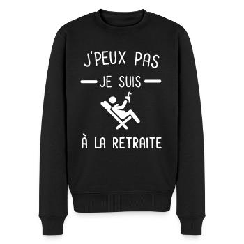 Je peux pas je suis à la retraite - Pull Premium bio Homme - noir - Devant - Nico (187cm)