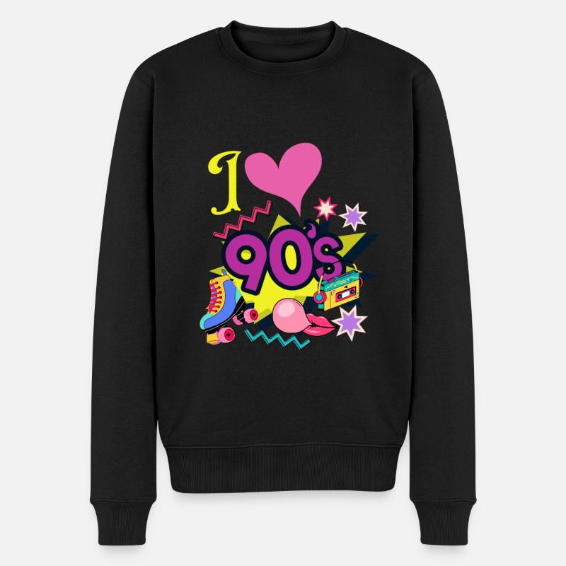 Buntes neunziger Design - Männer Premium Bio Pullover - Schwarz