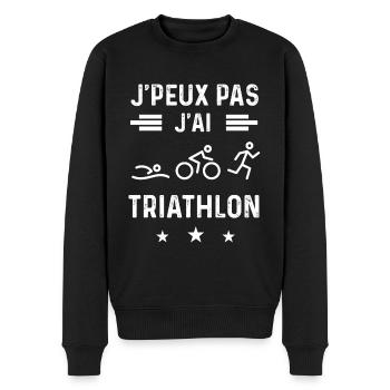 triathlète je peux pas j'ai triathlon - Pull Premium bio Homme - noir - Devant - Nico (187cm)