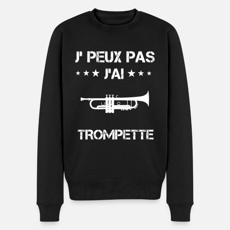 je peux pas j'ai trompette instrument cadeau - Pull Premium bio Homme - noir