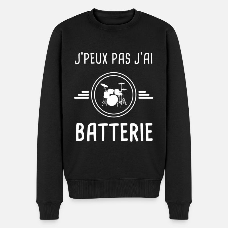 batterie je peux pas j'ai batterie batteur - Pull Premium bio Homme - noir