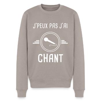 chant je peux pas j'ai chant micro chanteur - Pull Premium bio Homme - taupe - Devant - Nico (187cm)