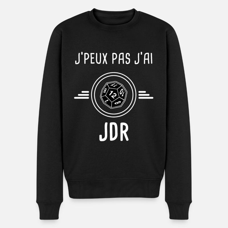 jdr je peux pas j'ai jdr jeu rôle - Pull Premium bio Homme - noir