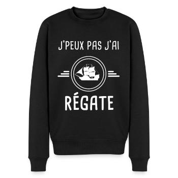 régate je peux pas j'ai régate bateau - Pull Premium bio Homme - noir - Devant - Nico (187cm)
