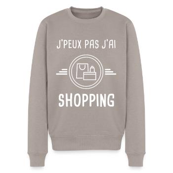 shopping je peux pas j'ai shopping achateuse - Pull Premium bio Homme - taupe - Devant - Nico (187cm)