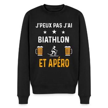 je peux pas j'ai biathlon et apéro biathlon - Pull Premium bio Homme - noir - Devant - Nico (187cm)