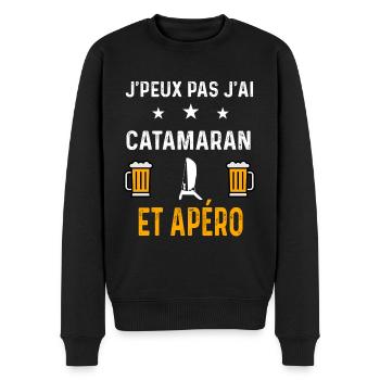 je peux pas j'ai catamaran et apéro catamaran - Pull Premium bio Homme - noir - Devant - Nico (187cm)